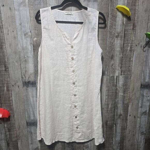 Terzo Millenio Italy Soft Pink Linen Midi Dress - Picture 1 of 4